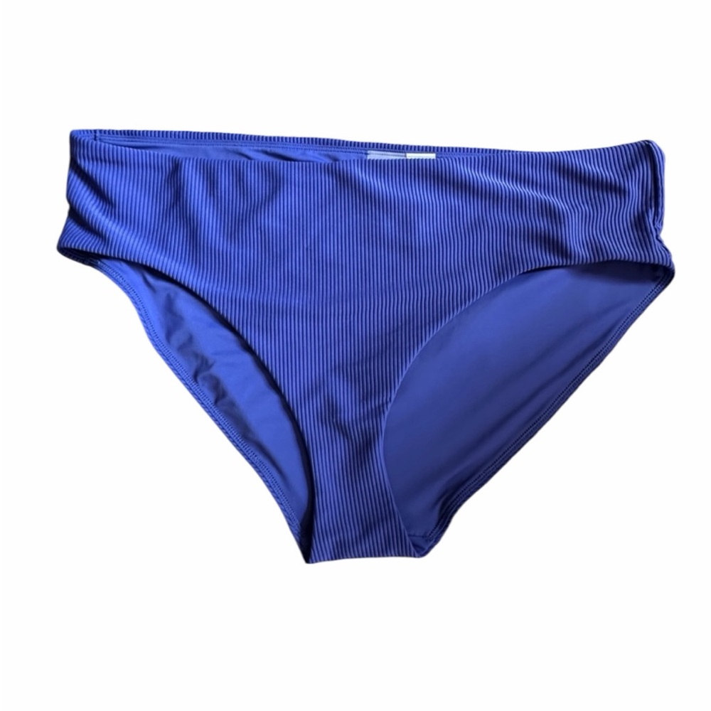 Calia Women’s Blue Ribbed Bikini Bottoms 
Size XL - NWOT - Waist 19”